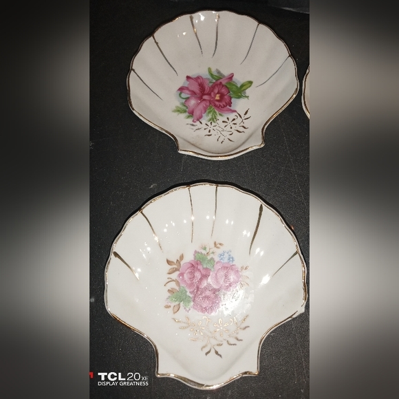 6pc lot vintage shell shaped gold trimmed porcelain trinket dishes - Picture 9 of 9